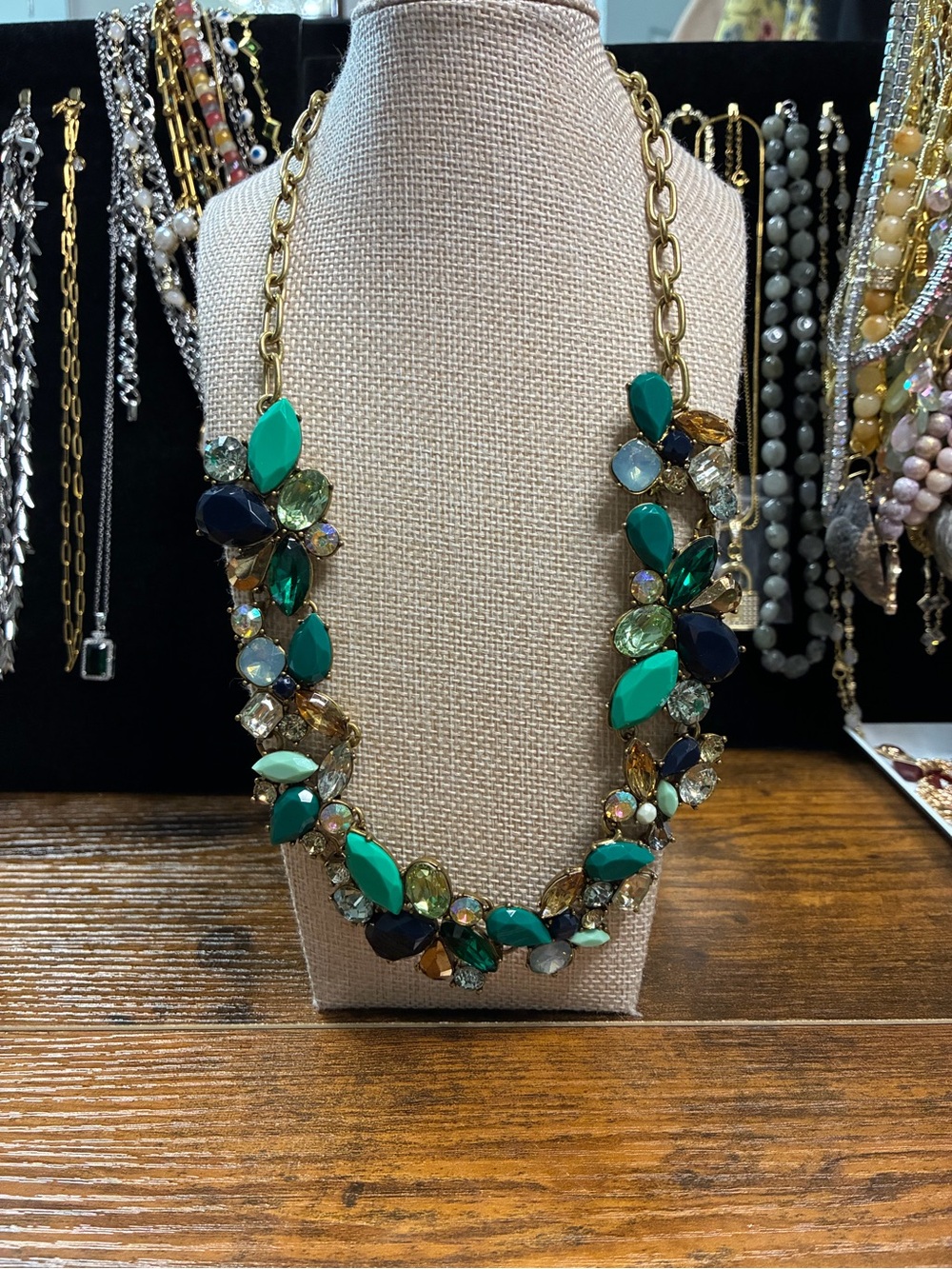 Statement Green Gemstone Bib Necklace - J Crew